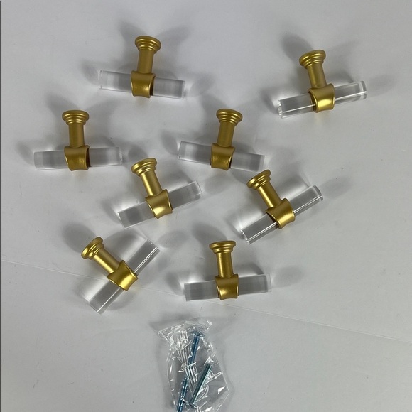 Cabinet Drawer Knob Acrylic and Antique Gold Cabinet Knobs Hardware Set of 8 - Picture 6 of 6